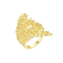 Musihy Damen Ringe, Luxuriöser Ring mit Zirkonia in Blattform für Damen, Gold von Musihy