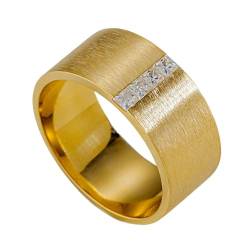Musihy Damen Ringe, Mattierter Ehering aus 18-karätigem Gelbgold mit 0,15 Karat Moissanit für Damen, Gelbgold, Größe 50 (15.9) von Musihy