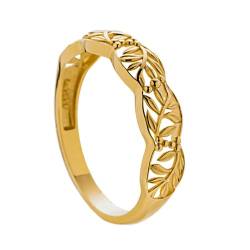 Musihy Damen Ringe, Verlobungsring mit ausgehöhltem Blattmuster für Frauen, 18K Gold, Größe 61 (19.4) von Musihy