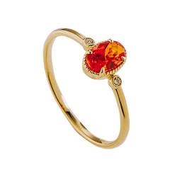 Musihy Damen Ringe, Vintage-Ehering aus 9-karätigem Gelbgold mit rotem, ovalem Zirkonia für Damen, 14K Gelbgold, Größe 60 (19.1) von Musihy