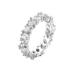 Musihy Damen Ringe, Weißer geometrischer Zirkonia-Ring für Damen, 4,5 mm, Silber, Größe 52 (16.6) von Musihy
