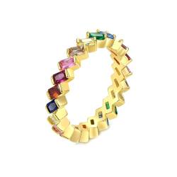 Musihy Damen Ringe Gold, 3,7 MM geometrischer Zirkonia-Fingerring für Damen, Gold, Größe 54 (17.2) von Musihy