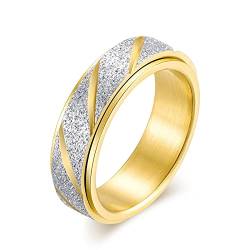 Musihy Edelstahl Ringe Gold Damen, Ring Frau 67 (21.3) Ring Gold Damen Bunt Gefrostet Ring Jewelry von Musihy