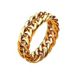 Musihy Frauen Ringe, Hochzeit Ringe 316l Stainless Steel Ring Kettenring Gold Ringgröße 10 von Musihy