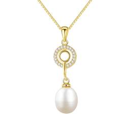 Musihy Halskette Damen Silber 925, Halskette mit Kreis- und Perlenanhänger aus 925er Silber für Damen, 40 + 5 cm, Weiß von Musihy