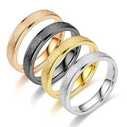 Musihy Hochzeitsringe Vintage, Männer Ring Edelstahl 4 MM Breiter Ring aus Roségold Mattierte Oberfläche Roségold Ringgröße 54 von Musihy