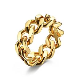 Musihy Hochzeitsringe Vintage, Ring Edelstahl Damen Kettenring Gold Ringgröße 52 von Musihy