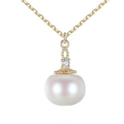 Musihy Ketten Anhänger, Elegante Halskette mit Perlenanhänger für Damen, 40 + 5 cm, Weiß von Musihy
