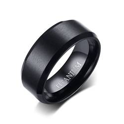 Musihy Männer Ring Herren, Eheringe Ring Titan 8MM Einfaches Ringband Schwarz Ringgröße 7 von Musihy