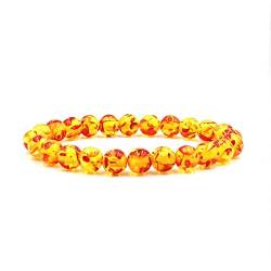 Musihy Perlenarmband Gelb, Bracelet Beads 8MM Perlen Armband Perlen Herren Umfang 19CM von Musihy