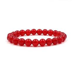 Musihy Red Agate Bracelet, Perlenarmband 8MM Perlen Perlenarmband Herren Umfang 19CM von Musihy