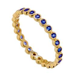 Musihy Ring Damen Gold, Runder Saphir-Verlobungsring für Frauen, Erstellt Sapphire, Größe 61 (19.4) von Musihy