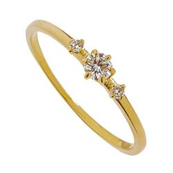 Musihy Ring Gold Damen, Glatter dünner Versprechensring mit rundem Moissanit für Frauen, Gold, Größe 58 (18.5) von Musihy