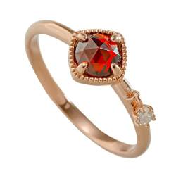 Musihy Ring Rosegold Damen, Eleganter Verlobungsring mit rotem Zirkonia, Roségold, Größe 52 (16.6) von Musihy