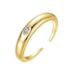Musihy Ring Verstellbar Gold, 3,9 mm großer, polierter, verstellbarer Ring mit kubischem Zirkonia in Marquiseform, Gold von Musihy