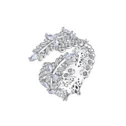 Musihy Ring Verstellbar Silber, Verstellbarer Ring in Zweigform mit Zirkonia für Damen, Silber von Musihy