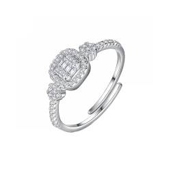 Musihy Ring Verstellbar Silber, Verstellbarer Zirkonia-Ring für Damen, Silber von Musihy