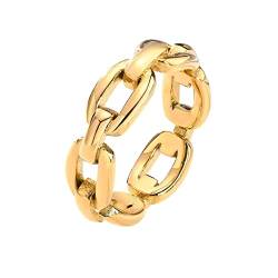 Musihy Ringe Frauen, Heiratsantrag Ring Ring Edelstahl Kettenring Gold Ringgröße 8 von Musihy