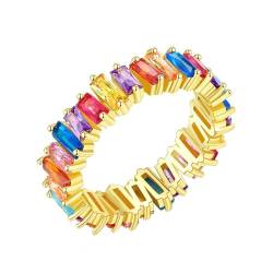 Musihy Ringe Frauen Gold, 6 mm großer Zirkonia-Ring für Damen, Gold, Größe 60 (19.1) von Musihy