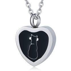 Musihy Urne Halskette Katze, Edelstahl Asche Anhänger Urnen Kette für Asche Herz Jewelry Kette von Musihy