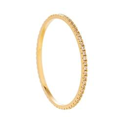 Musihy Vergoldeter Ring Damen, 2,5 mm modischer Ring mit Moissanit für Damen, Gold, Größe 49 (15.6) von Musihy