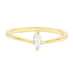 Musihy Zirkonia Ring Vergoldet, Gemstone Ring Damen Weiß Eheringe Nordic mit Ovalem Zirkonia Ring 54 Gold von Musihy