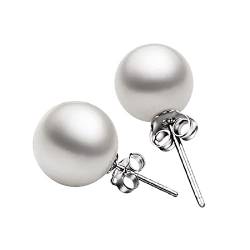 Ohrstecker Silber, Ohrringe für Mädchen Ohrringe Perlen Stecker Weiß Rundschliff Elegante Runde Perle von Musihy