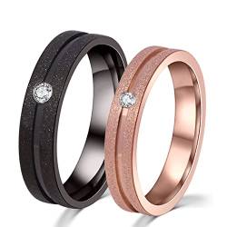 Ring Edelstahl Rosegold Damen, Männer Ring 57 (18.1) Ringe Frauen Rosegold Mattierte Partikel Zirkon Schmuck Ringe von Musihy