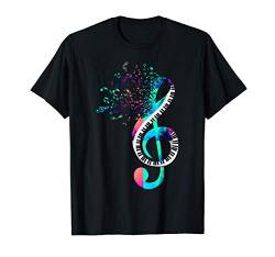 Farbenfrohes Notenschlüssel Piano Musik Geschenk Klavier T-Shirt von Musik T-Shirts & Geschenkideen