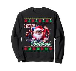 Ugly Christmas Sweater - Katze DJ Lustiger Weihnachtspulli Sweatshirt von Musik Ugly Weihnachtspullover Pulli mit Katzen DJ