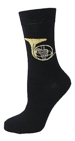 Musik-Socken mit eigenwebtem Horn, Blasmusik 1 Paar (DE/NL/SE/PL, Numerisch, 46, 48, Regular, Regular) von Musikboutique