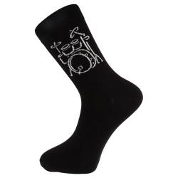 Musik-Socken mit eingewebtem Schlagzeug, 1 Paar (DE/NL/SE/PL, Numerisch, 43, 45, Regular, Regular, schwarz) von Musikboutique