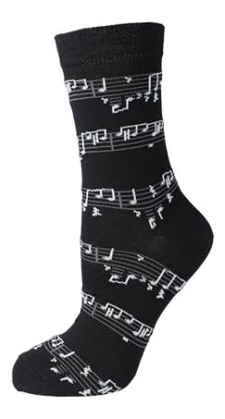 Musik-Socken mit weißen Notenlinien, 1 Paar (DE/NL/SE/PL, Numerisch, 35, 38, Regular, Regular) von Musikboutique