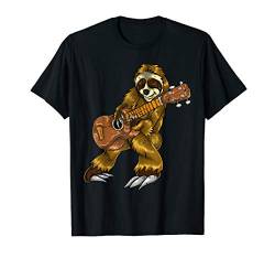 Bass Gitarrist Gitarrenspieler Geschenk Gitarre Faultier T-Shirt von Musiker Tiere Musikinstrumente Musik Geschenk