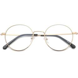 Musivon Blaulichtfilter Brille Damen Herren - Blaufilter Computerbrille Ohne Stärke Metallrahmen Rund von Musivon