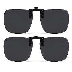 Musivon Sonnenbrille zum Anklemmen, polarisiert, hochklappbar, für Damen und Herren, 2 Stück, Schwarz (2er-Pack) L, 60*50 von Musivon