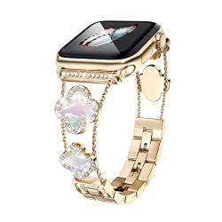 38/40/41/42/44/45mm Cool Woman Chain Metall Smartwatch Armband Kompatibel mit Apple Watch Band Series 9/8/7/6/SE/5/4 Verstellbares Ersatz-Uhrenarmband für Iwatch 8/7gold Apple Watch Band von Musk-MSKR