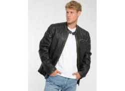 Bikerjacke MUSTANG "31021522" Gr. L, schwarz (black, anthra) Herren Jacken Übergangsjacken von Mustang