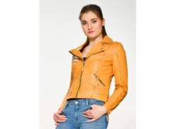 Lederjacke MUSTANG "31019198" Gr. L, gelb (curry) Damen Jacken Lederjacken von Mustang