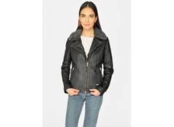 Lederjacke MUSTANG "3102136" Gr. L, schwarz (black) Damen Jacken Lederjacken von Mustang