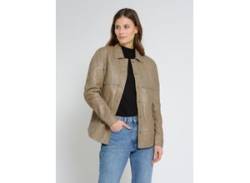 Lederjacke MUSTANG "31022112" Gr. L, grau (taupe) Damen Jacken Lederjacken von Mustang