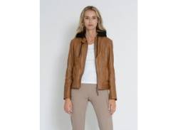 Lederjacke MUSTANG "31022243" Gr. XL, braun (cognac) Damen Jacken Lederjacken von Mustang