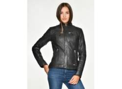 Lederjacke MUSTANG "Amilia" Gr. L, grau (graphite) Damen Jacken Lederjacken von Mustang