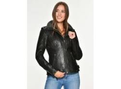 Lederjacke MUSTANG "Grenada FF" Gr. S, schwarz (black) Damen Jacken Lederjacken von Mustang