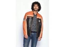 Lederjacke MUSTANG "Gunner" Gr. 46, orange (schwarz orange) Herren Jacken Übergangsjacken von Mustang