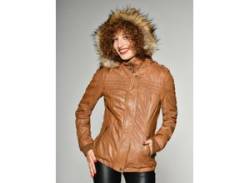 Lederjacke MUSTANG "Lelu" Gr. XS, braun (camel) Damen Jacken Lederjacken von Mustang