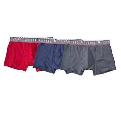 Mustang Herren Boxershorts Retropants 3er-Pack, Größe:S, Farbe:Rot Navy Anthrazit von Mustang