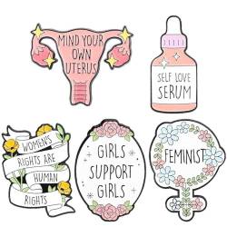 5 Stück Feministische Brosche Girls Power Anstecknadeln Bunte Buchstaben Abzeichen Emaille Anstecknadel Frauen Empowerment Brosche Zubehör von Muteitt