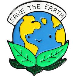 Emaille-brosche „save Earth“ Für Rucksäcke, Cartoon-erde-reversnadeln, Abzeichen Für, Kleidung, Jacken, Zubehör, Basteln von Muteitt