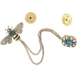 Honigbienen-brosche, Kristall-reversnadel, Vintage-stil, Hängende Quastenketten, Kragenbroschen von Muteitt